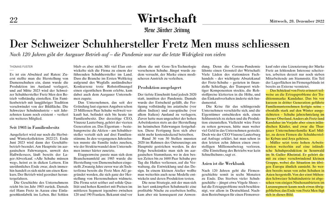The kybun Joya Group in the NZZ