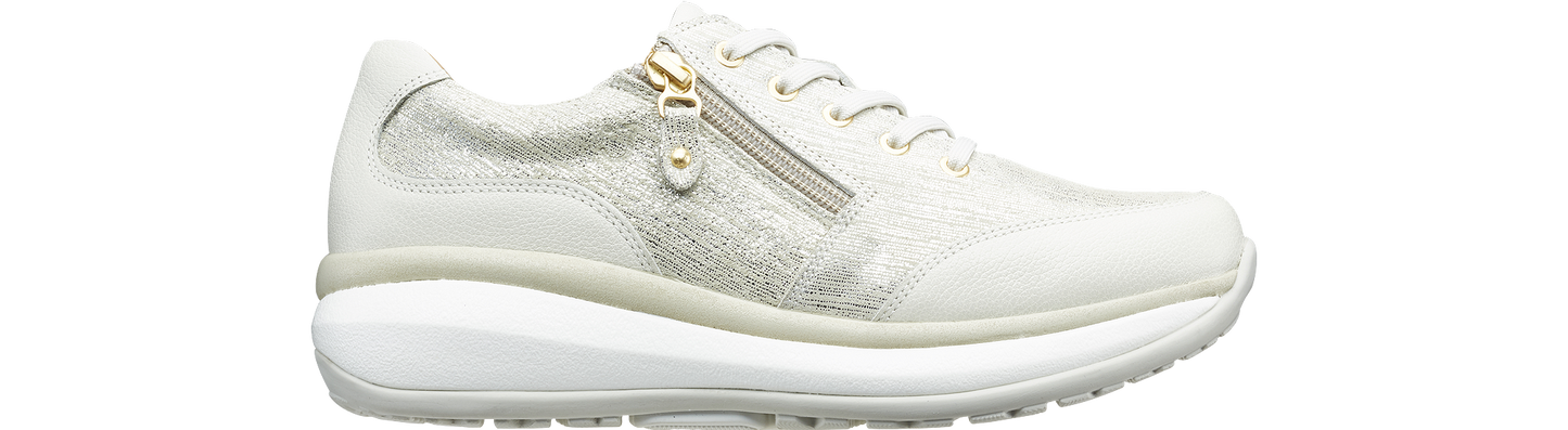 Rachel W beige metallic